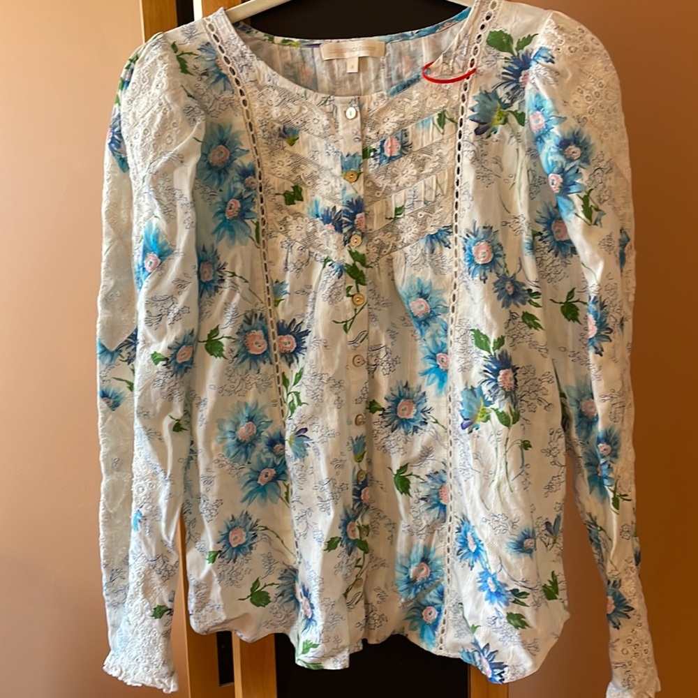Love Shack Fancy - Blue floral blouse